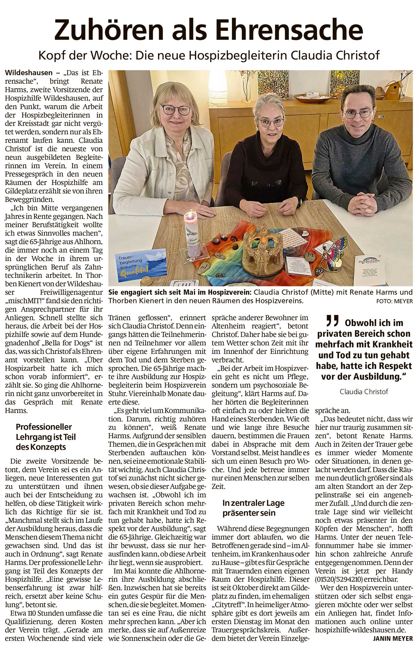 

Artikel vom  (Wildeshauser Anzeiger)
